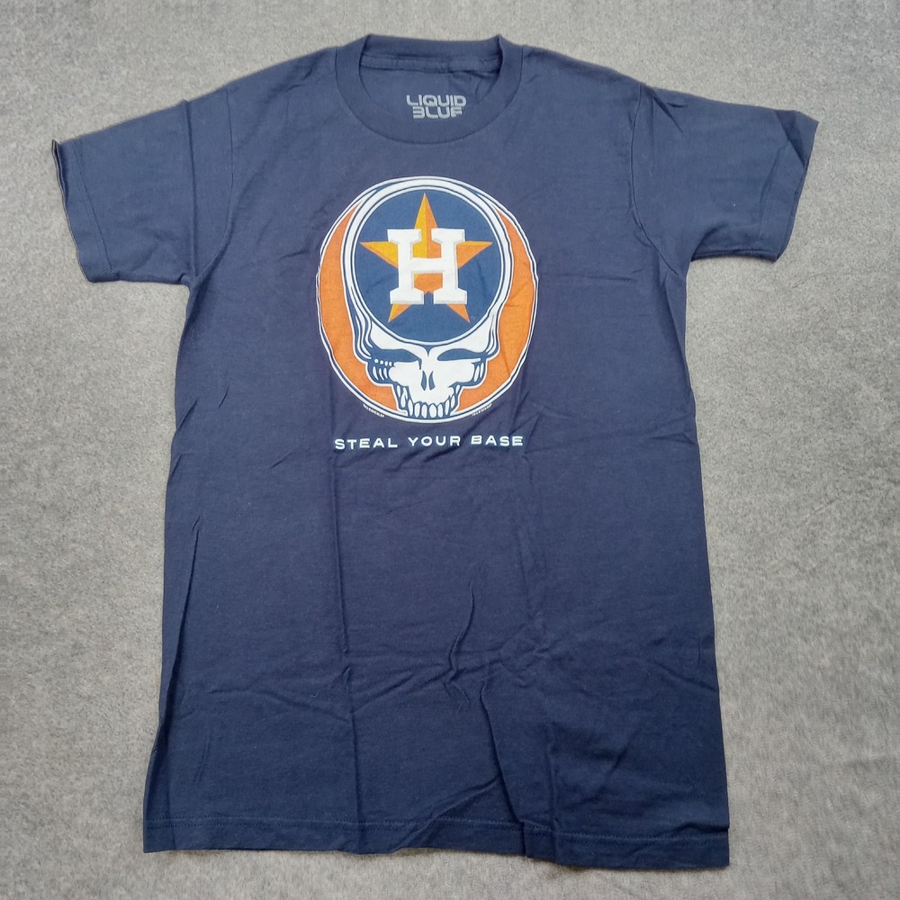 Houston Astros Shirt Mens Small Navy MLB Baseball Liquid Blue Grateful Dead Band